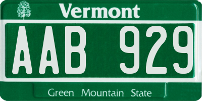 VT license plate AAB929