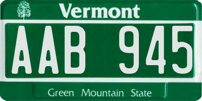 VT license plate AAB945