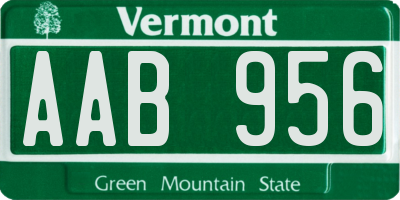 VT license plate AAB956
