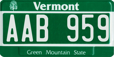 VT license plate AAB959