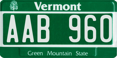 VT license plate AAB960