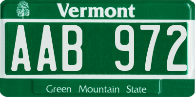 VT license plate AAB972