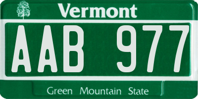 VT license plate AAB977