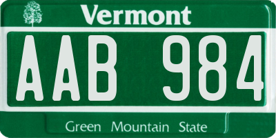 VT license plate AAB984