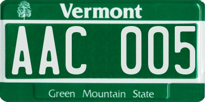 VT license plate AAC005
