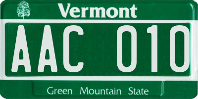 VT license plate AAC010