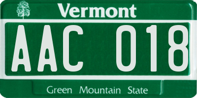 VT license plate AAC018