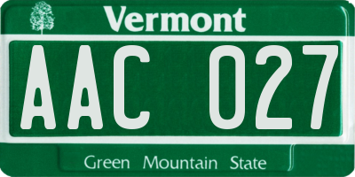 VT license plate AAC027
