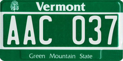 VT license plate AAC037