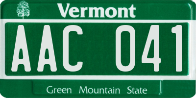 VT license plate AAC041