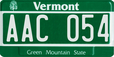VT license plate AAC054