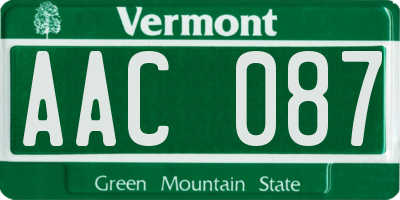 VT license plate AAC087