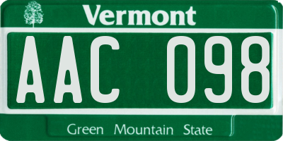 VT license plate AAC098