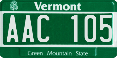 VT license plate AAC105