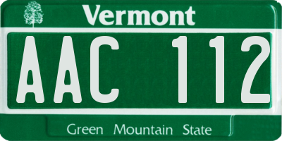 VT license plate AAC112