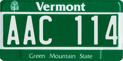 VT license plate AAC114