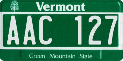 VT license plate AAC127