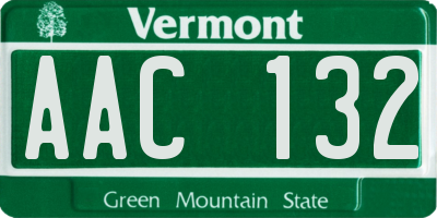 VT license plate AAC132