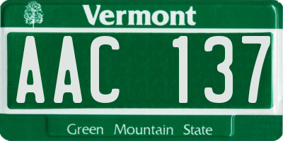 VT license plate AAC137