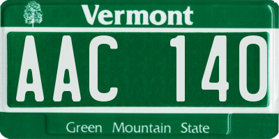 VT license plate AAC140