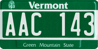 VT license plate AAC143