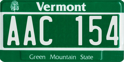 VT license plate AAC154