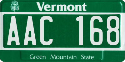 VT license plate AAC168