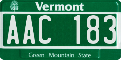 VT license plate AAC183