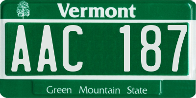 VT license plate AAC187