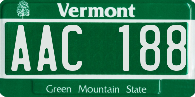 VT license plate AAC188