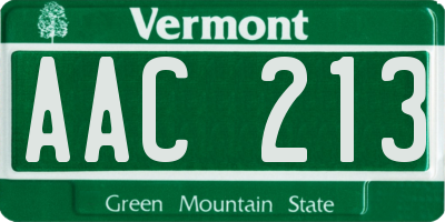 VT license plate AAC213