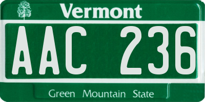VT license plate AAC236