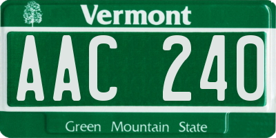 VT license plate AAC240