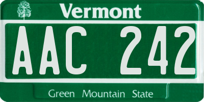 VT license plate AAC242
