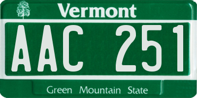 VT license plate AAC251