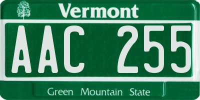 VT license plate AAC255