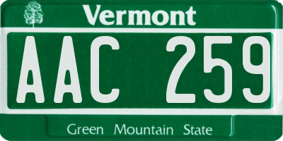 VT license plate AAC259