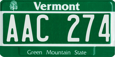 VT license plate AAC274