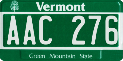 VT license plate AAC276