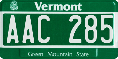 VT license plate AAC285