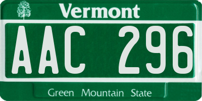 VT license plate AAC296