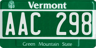 VT license plate AAC298