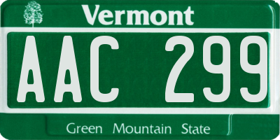 VT license plate AAC299