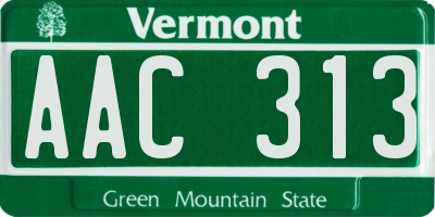 VT license plate AAC313
