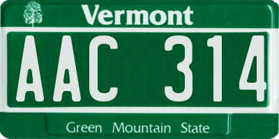 VT license plate AAC314