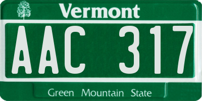 VT license plate AAC317