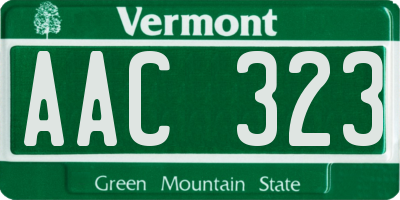 VT license plate AAC323