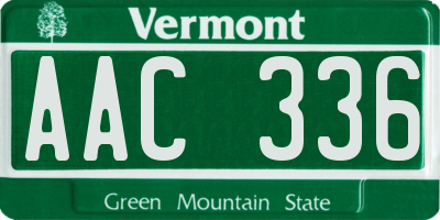 VT license plate AAC336