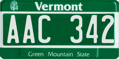 VT license plate AAC342