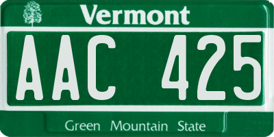 VT license plate AAC425